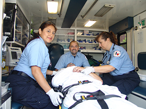 Emergency Medical Services class in ambulance