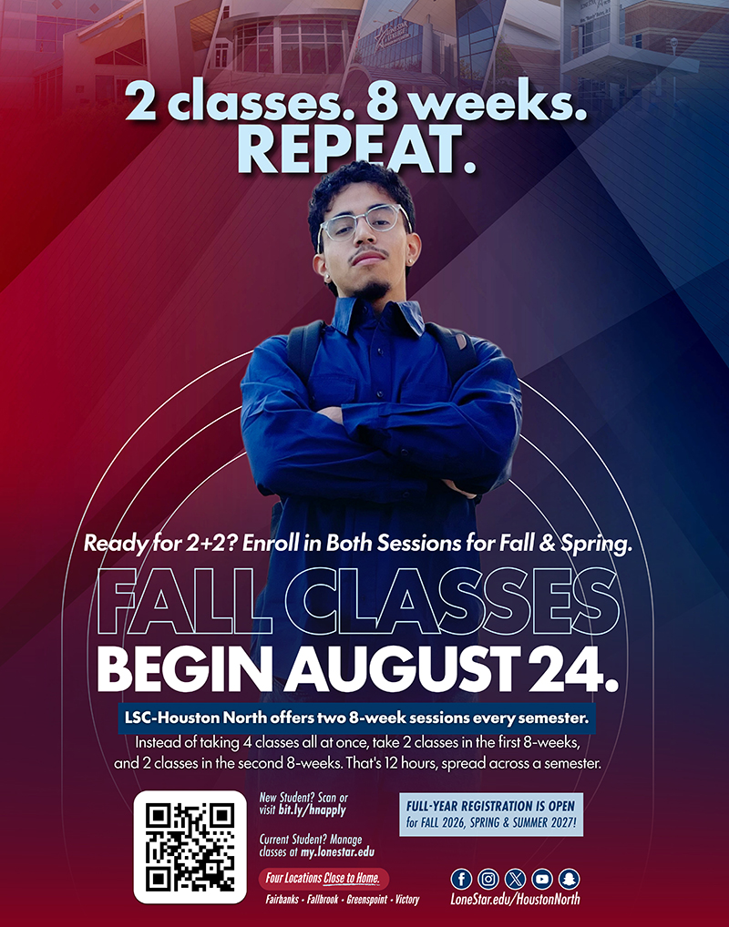 Image of hispanic male student who participates in 8 week classes