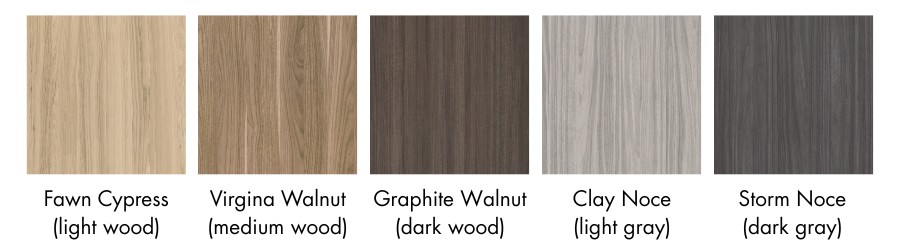 image of laminate color samples listed in the specs