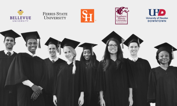 university center partner logos with photo of graduates