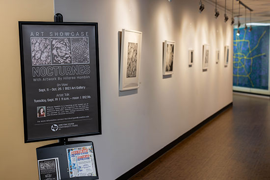 The “Nocturnes” art exhibit kicked off the 2023 Fall Fine Arts Season at Lone Star College-University Park. The exhibit features work by artist Hillaree Hamblin.