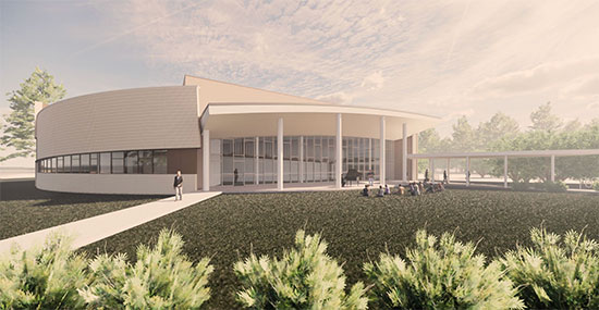 Rendered drawing of new Visual & Performing Arts building at LSC-University Park