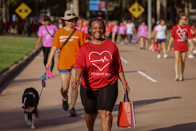 : Walkers and pets making their steps count during the 2023 AHA NWHC Heart. This years Heart Walk takes place Sat., Oct. 26. The Expo begins at 8 a.m. and walk kicks off at 9 a.m. from the Energy and Manufacturing Institute parking lot at LSC-University Park.