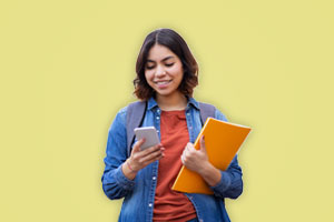 Girl looking at cell phone 