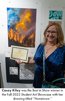 Casey Kiley was the Best in Show winner in the Fall 2022 Student Art Showcase with her drawing titled Hometown.