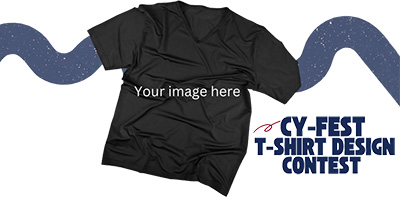 Cy-Fest T-Shirt Design Contest - image of a blank shirt with "Your image here" written on it