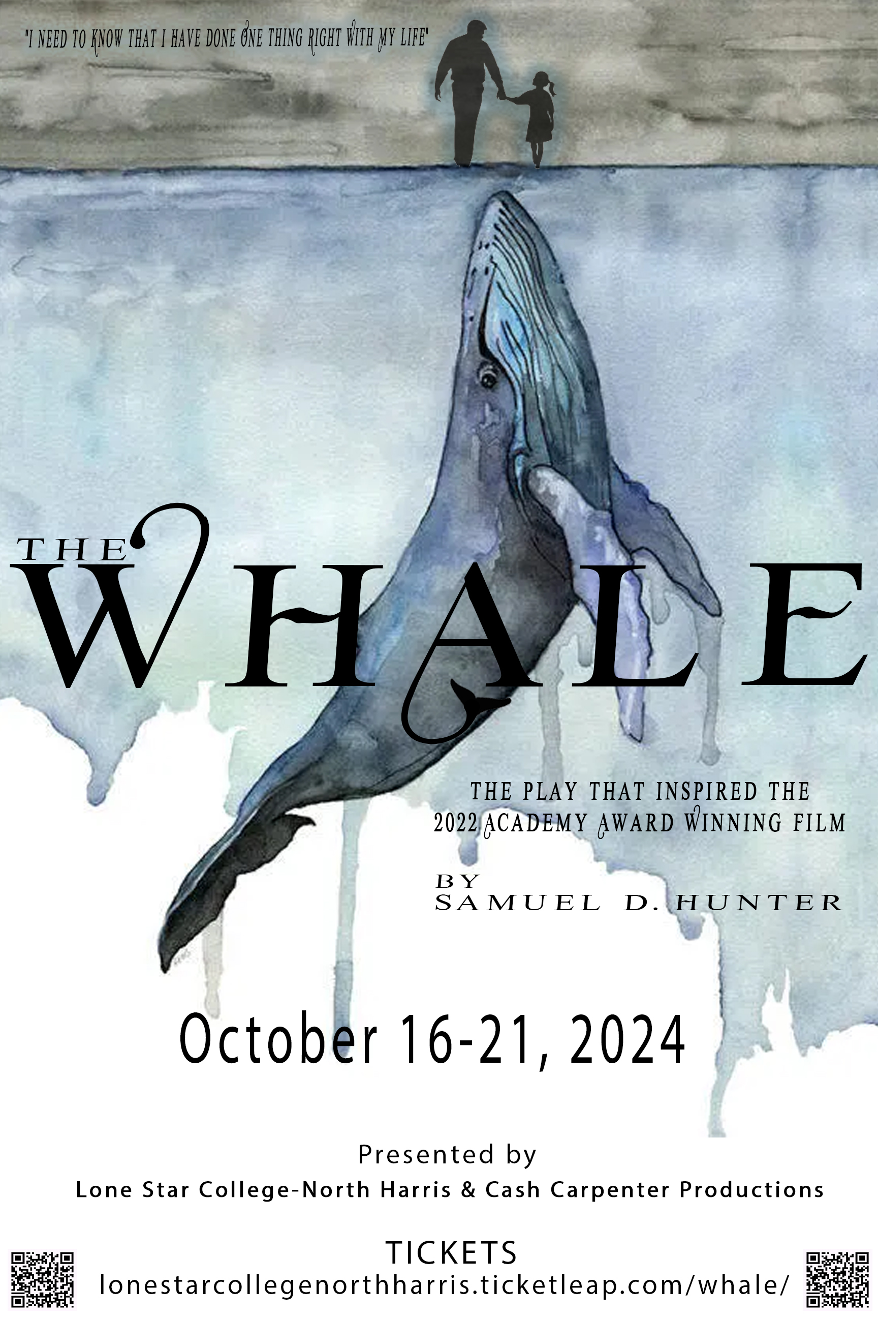 Poster of the upcoming theatre production of The Whale by Samuel Hunter