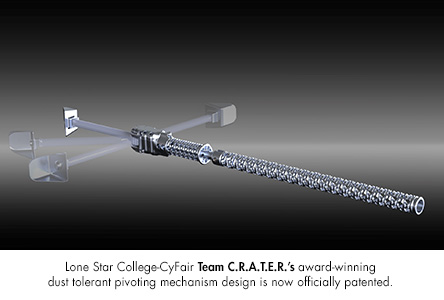 Lone Star College-CyFair Team C.R.A.T.E.R.s award-winning dust tolerant pivoting mechanism design is now officially patented.