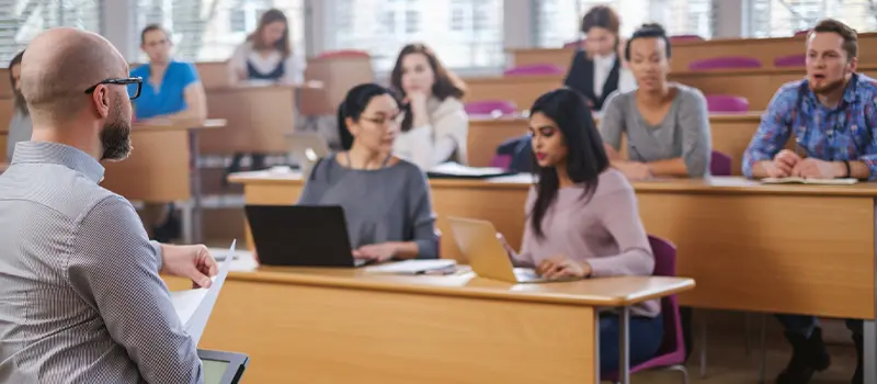 Professor in front of students