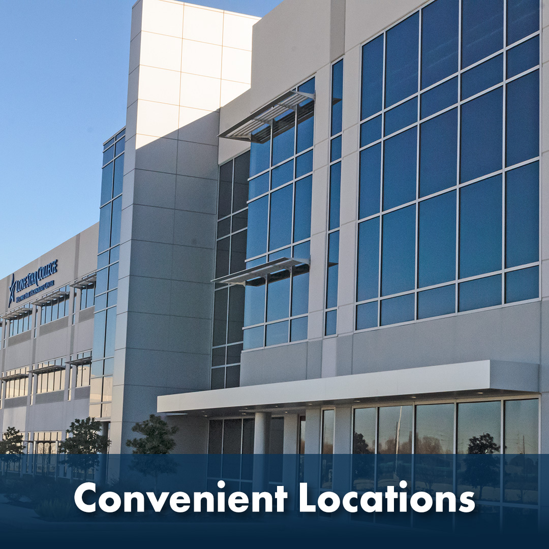 The words "Convenient Locations" are  written across the bottom of the image as a header. A photo of LSC-Westway Technology Center.