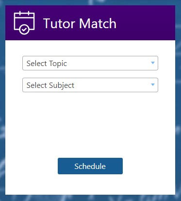 screenshot of the tutor match section