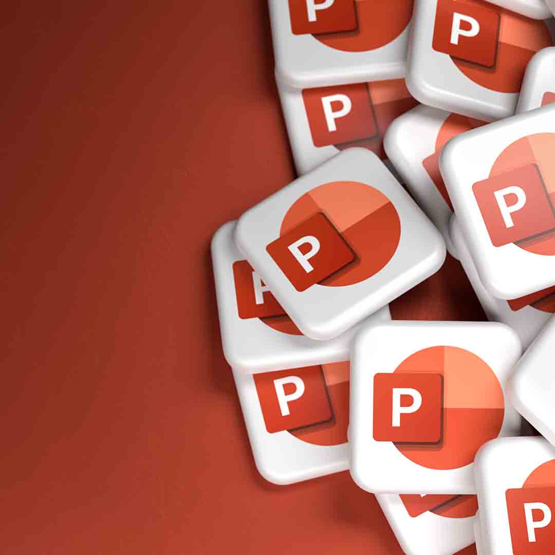 Powerpoint logo repeated with a red background