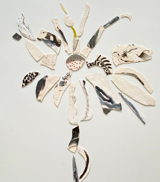 “Emerging” a ceramic wall installation by artist Jeanne Jones 