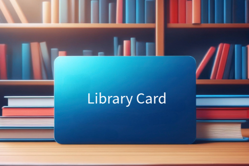 library card in front of books