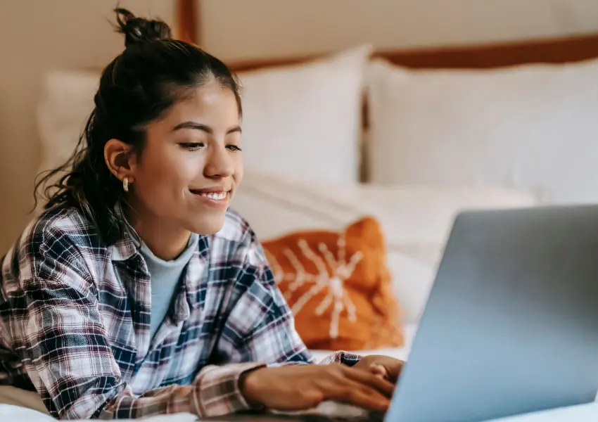 Girl working on a laptop