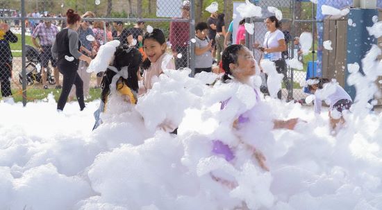 children in foam