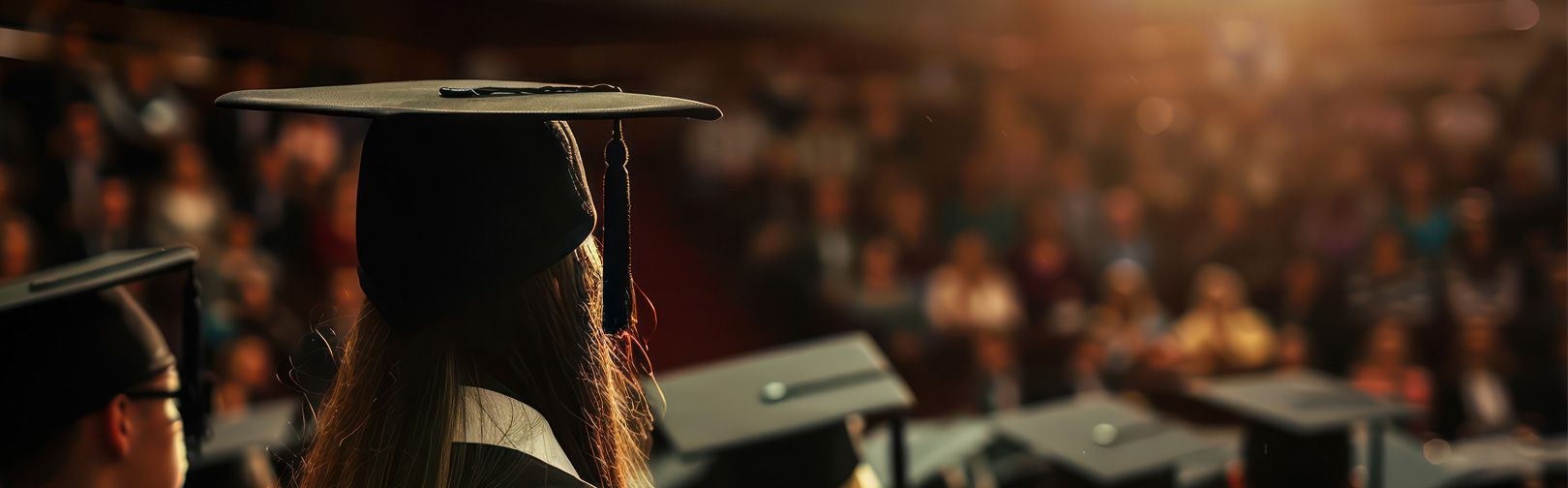 Commencement ceremony in large auditorium