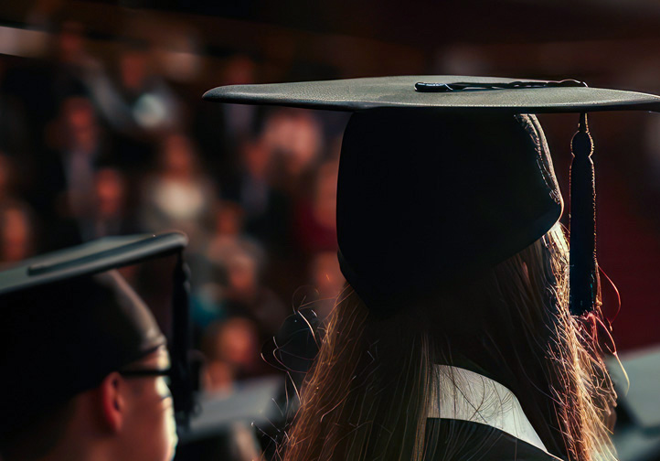 Commencement ceremony in large auditorium