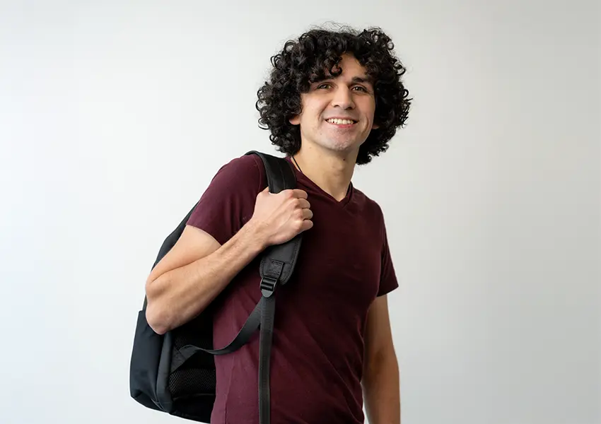 LSC student with backpack