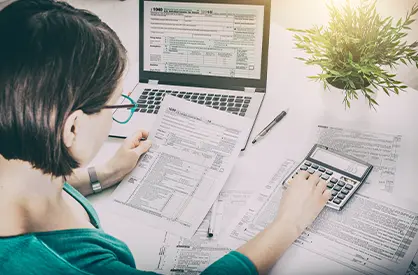 Women doing her taxes